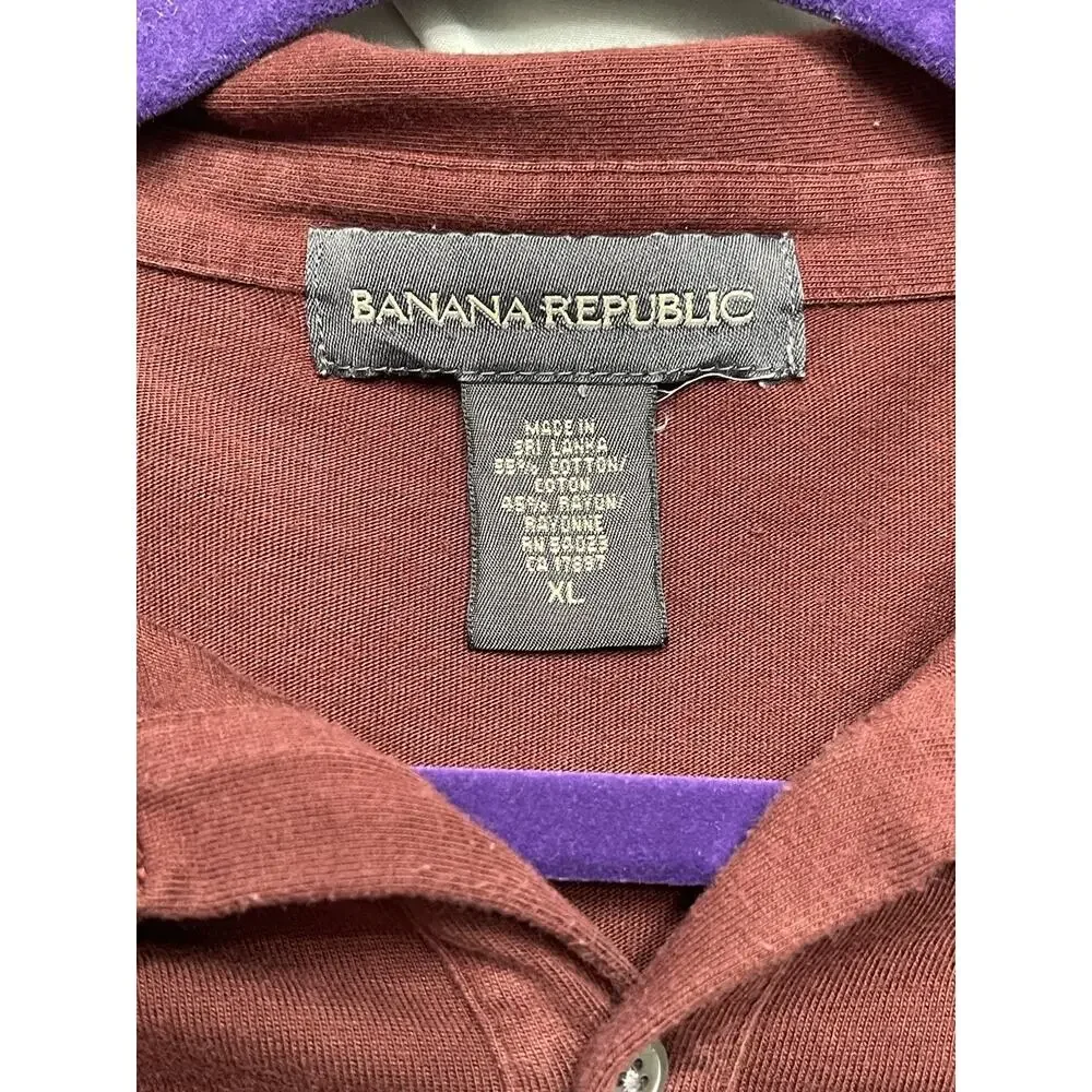 Banana Republic Men’s Long Sleeve Shirt Burgundy 55% Cotton Rayon Blend Size XL